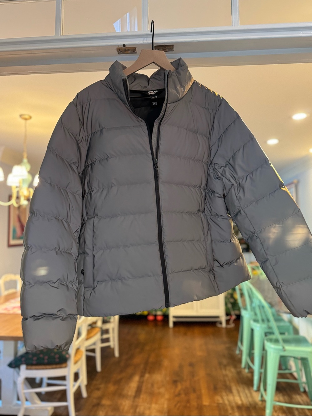 Eddie Bauer CirrusLite 650 Down Puffer Jacket Heather Gray Full Zip ( metallic)